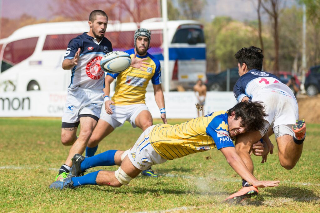 professional players playing rugby