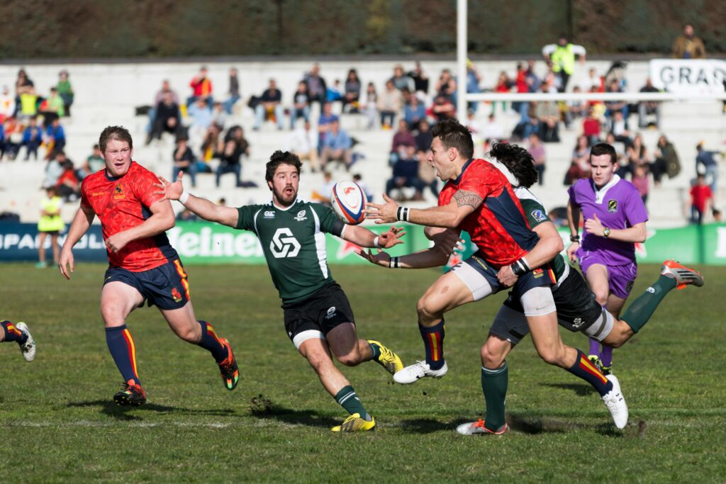 professional players playing rugby