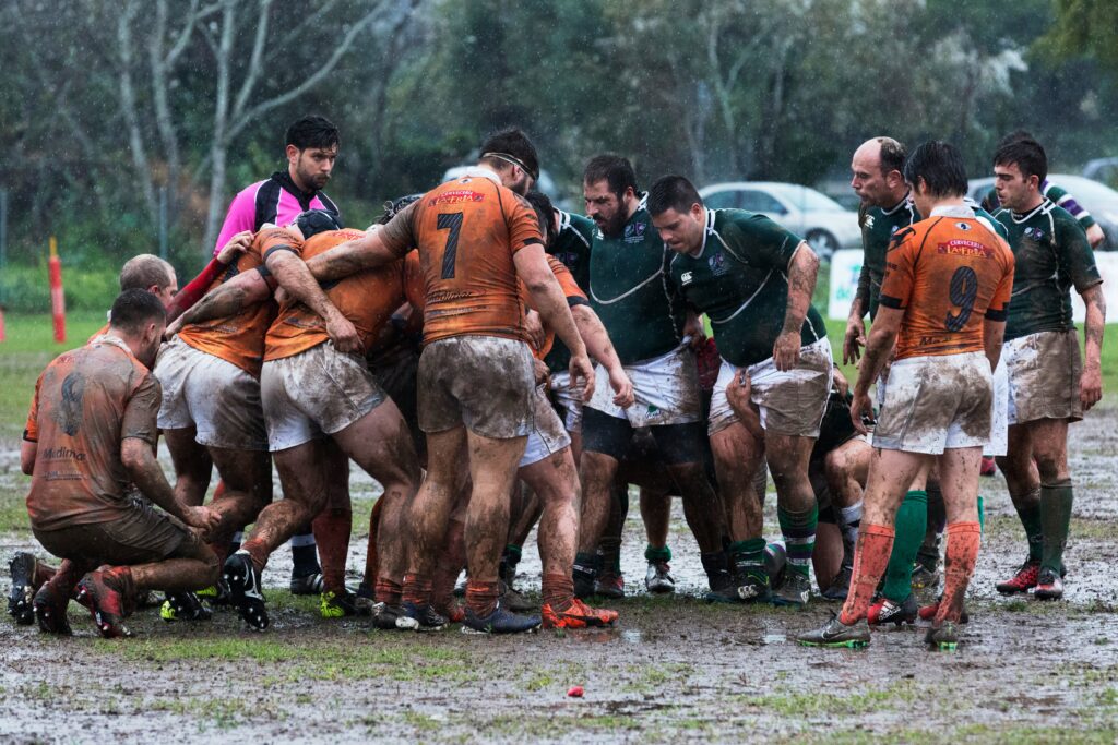 rugby teams scrumming