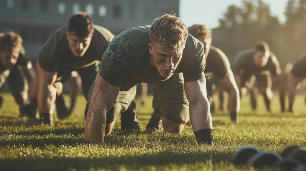 players with impact absorbing shoulder pads in a rugby scrum